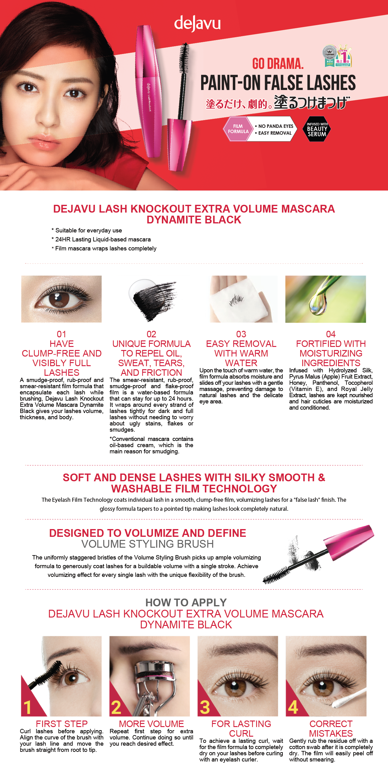 DEJAVU Lash Knockout Extra Volume E Black Mascara