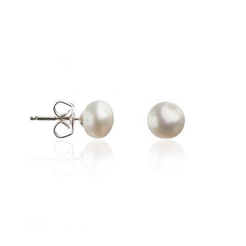 AAA PEARL White Freshwater Button Pearl Stud Earrings