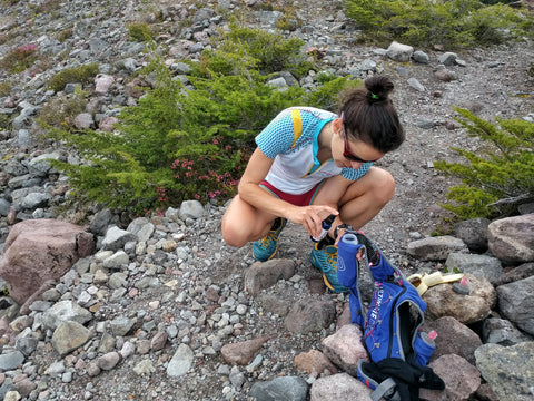 Maria Dalzot stays hydrated and replaces electrolytes on the trail