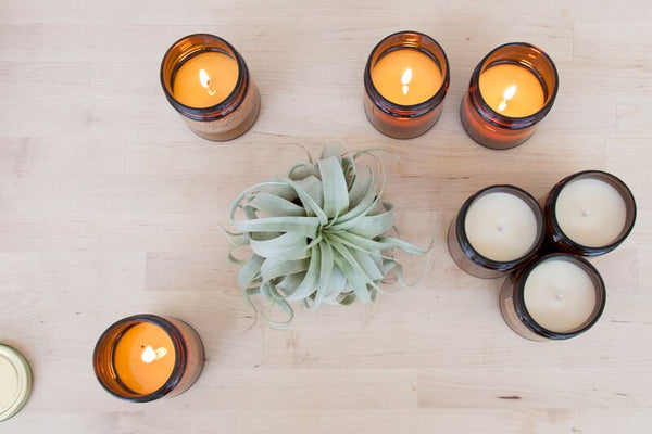 Candle jars with soy wax and essential oils