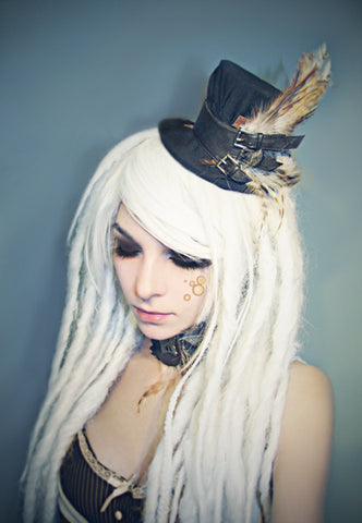 White Dreads with Wedding Top Hat