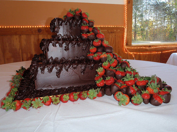 Chocolate Dipped Strawberry Wedding Cake Waterfall