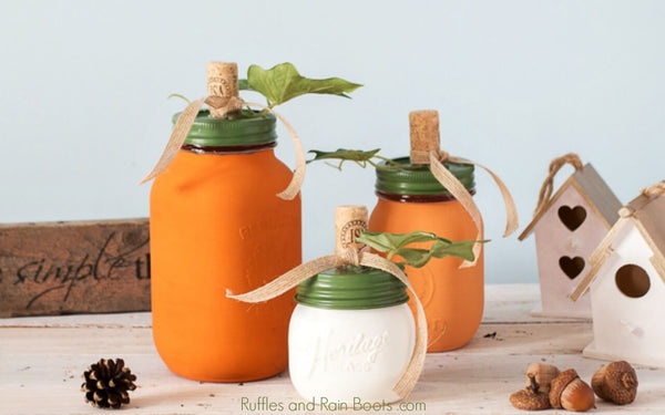 Ruffles and Rain Boots Pumpkin Painted Jars