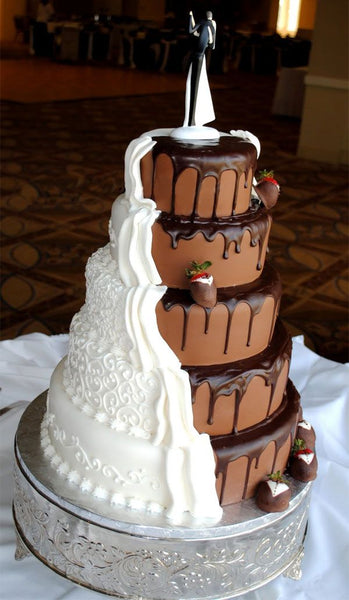 White and Dark Chocolate Dipped Strawberry Wedding Cake