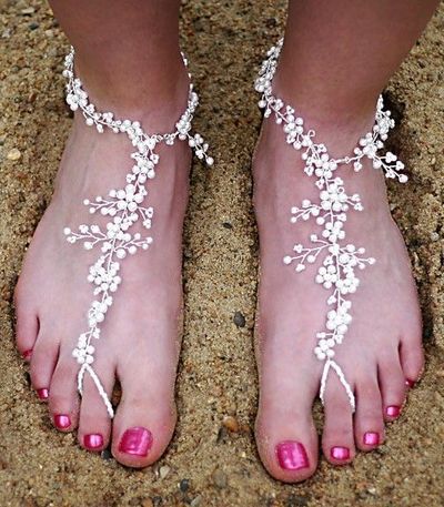 Brides Beaded Wedding Beach Sandals
