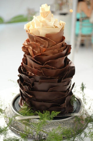 Four Chocolate Ruffle Wedding Cake