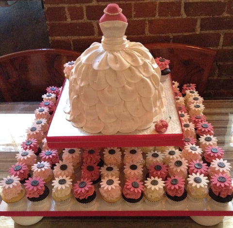  Bridal Shower Wedding Dress Cake With Cupcakes - CakeCentral.com