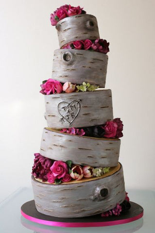 Birch Tree Stump Wedding Cake