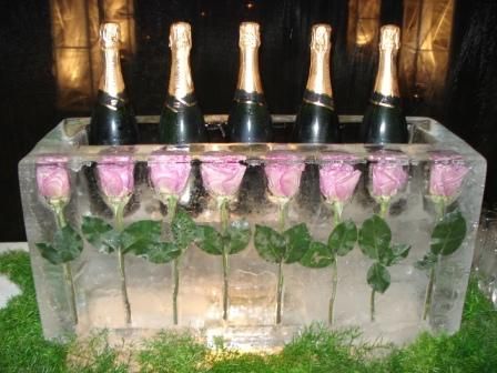 Ice Bowl with Roses and Champagne