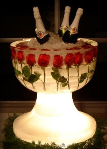 Champagne Ice Carving with Roses