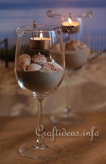 Beach Wedding DIY Craft Idea Seashell and Sand Wine Glass