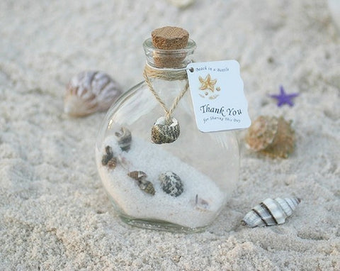 Beach Wedding Favor Bottle with Sand and Seashells