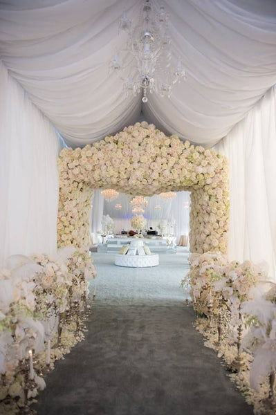 Flower Lined Wedding Aisle Entrance