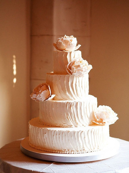 Peach Flower Wedding Cake Design