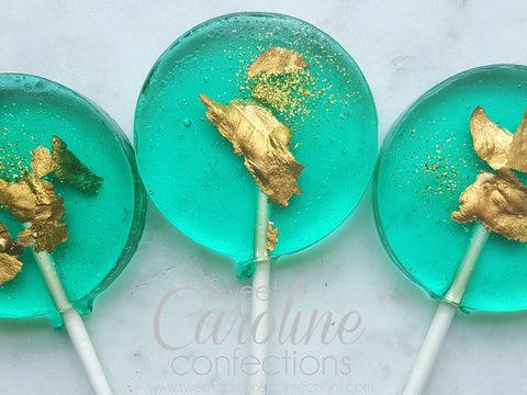 Teal and Gold Sparkle Lollipop