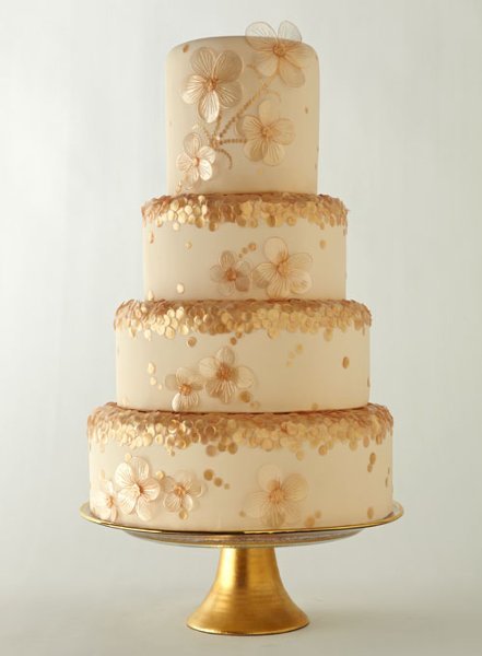 Gold Flower Wedding Cake