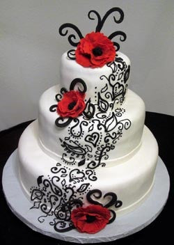 Katana Cakes Stunning White, Black and Red Wedding Cake