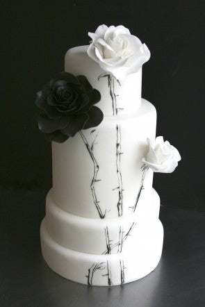 Black and White Painted Wedding Cake