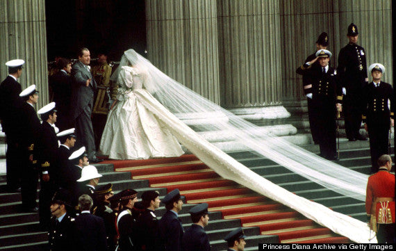 Princess Diana's Long Wedding Dress Train and Wedding Veil
