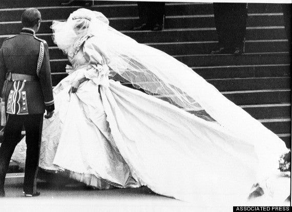Princess Diana's Wedding Dress and Prince Charles near the Stairs