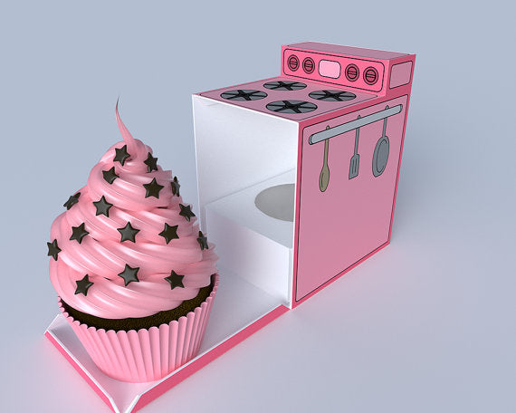 ETSY Retro Oven Cupcake Box