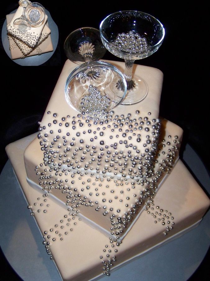 Spilled Champagne Wedding Cake