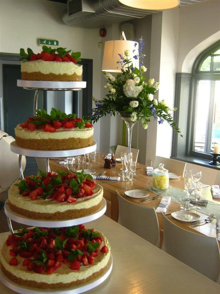 3 Tier Cheesecake Wedding Cake with Fresh Strawberries on Top
