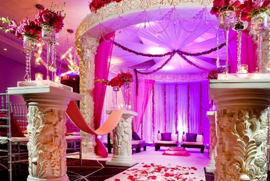 Purple and Red Wedding Aisle Decorations