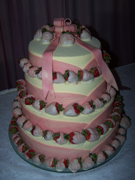White and Pink Chocolate Strawberry Wedding Cake