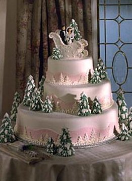 Pink Winter Wedding Cake