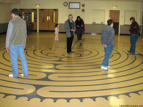 OakParkIL-Euclid United Methodist Church-Chartres Replica vinyl tile VCT floor labyrinth kit