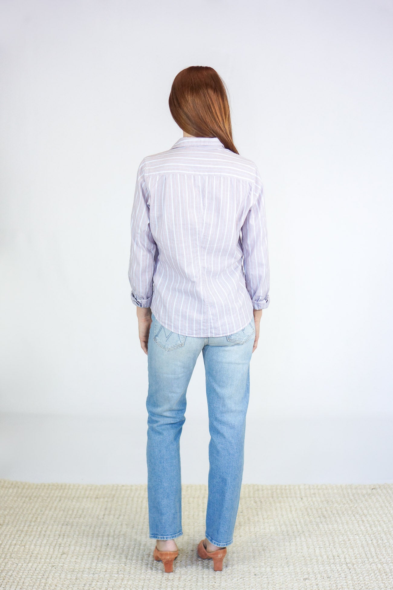 Frank and Eileen "Barry" Washed Red Multi-Stripe Button Down