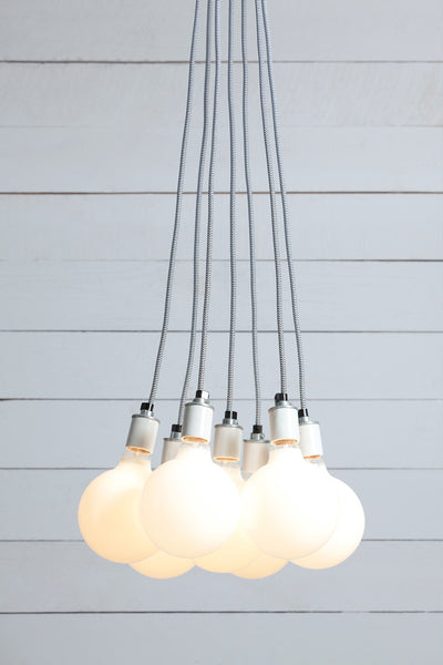 Bare Bulb Chandelier - 7 Light Cluster Industrial Light Electric