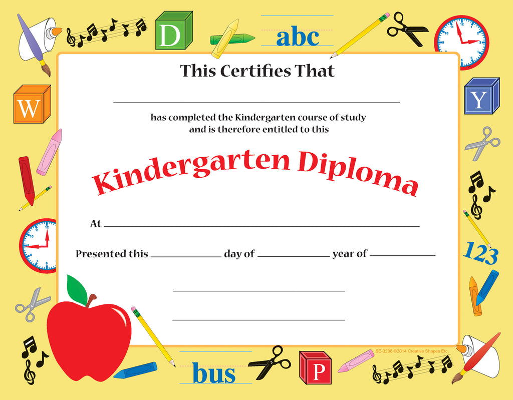 Recognition Certificate Kindergarten Diploma Creative Shapes Etc.