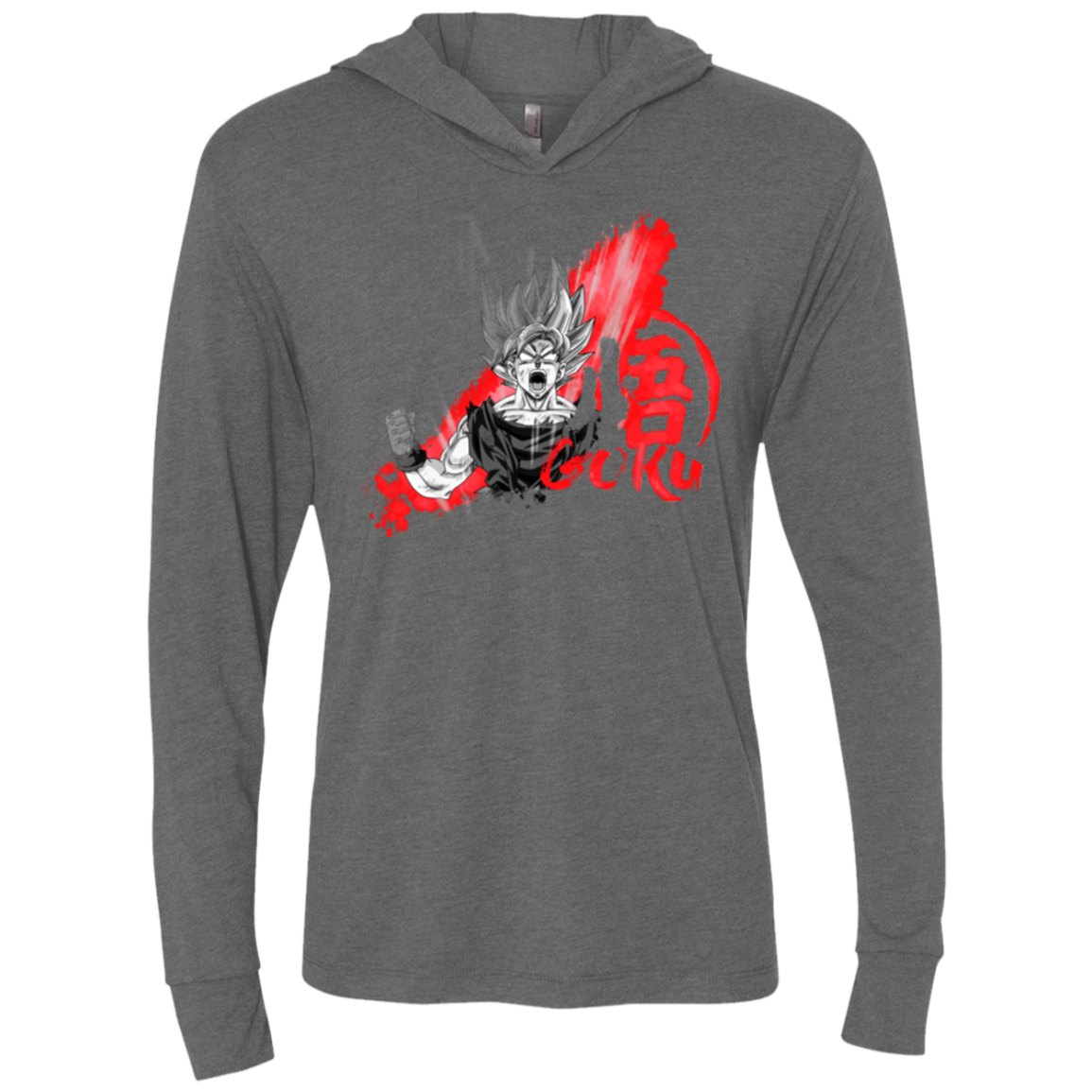 Red Goku Triblend Long Sleeve Hoodie Tee