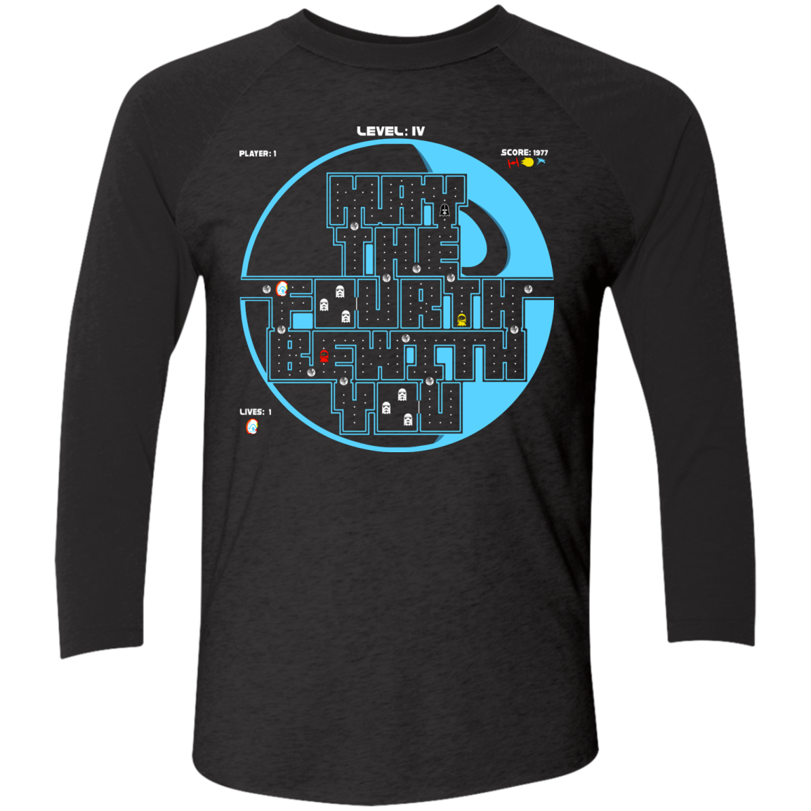 Pacman May The Fourth Men's Triblend 3/4 Sleeve