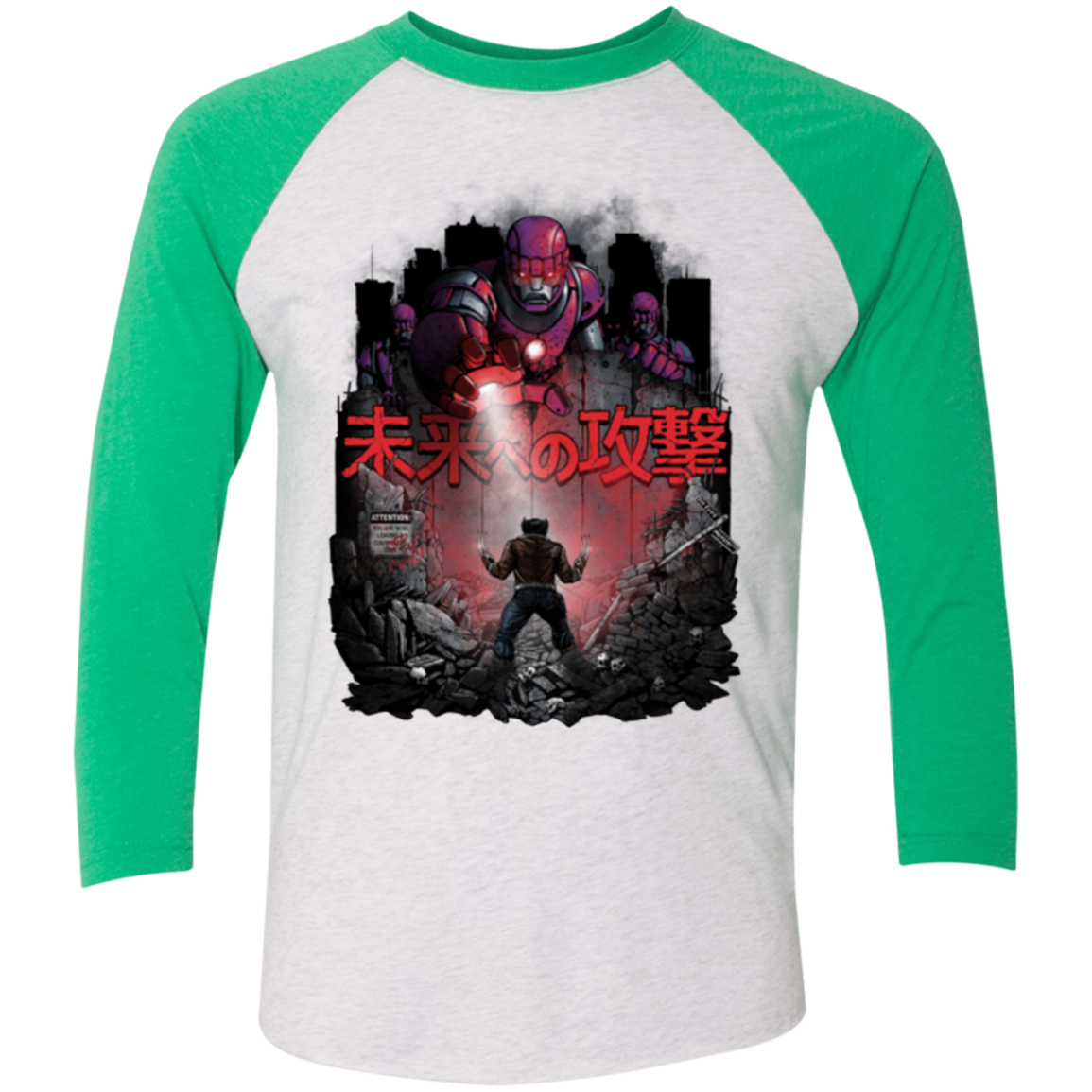 Attack On The Future Men's Triblend 3/4 Sleeve