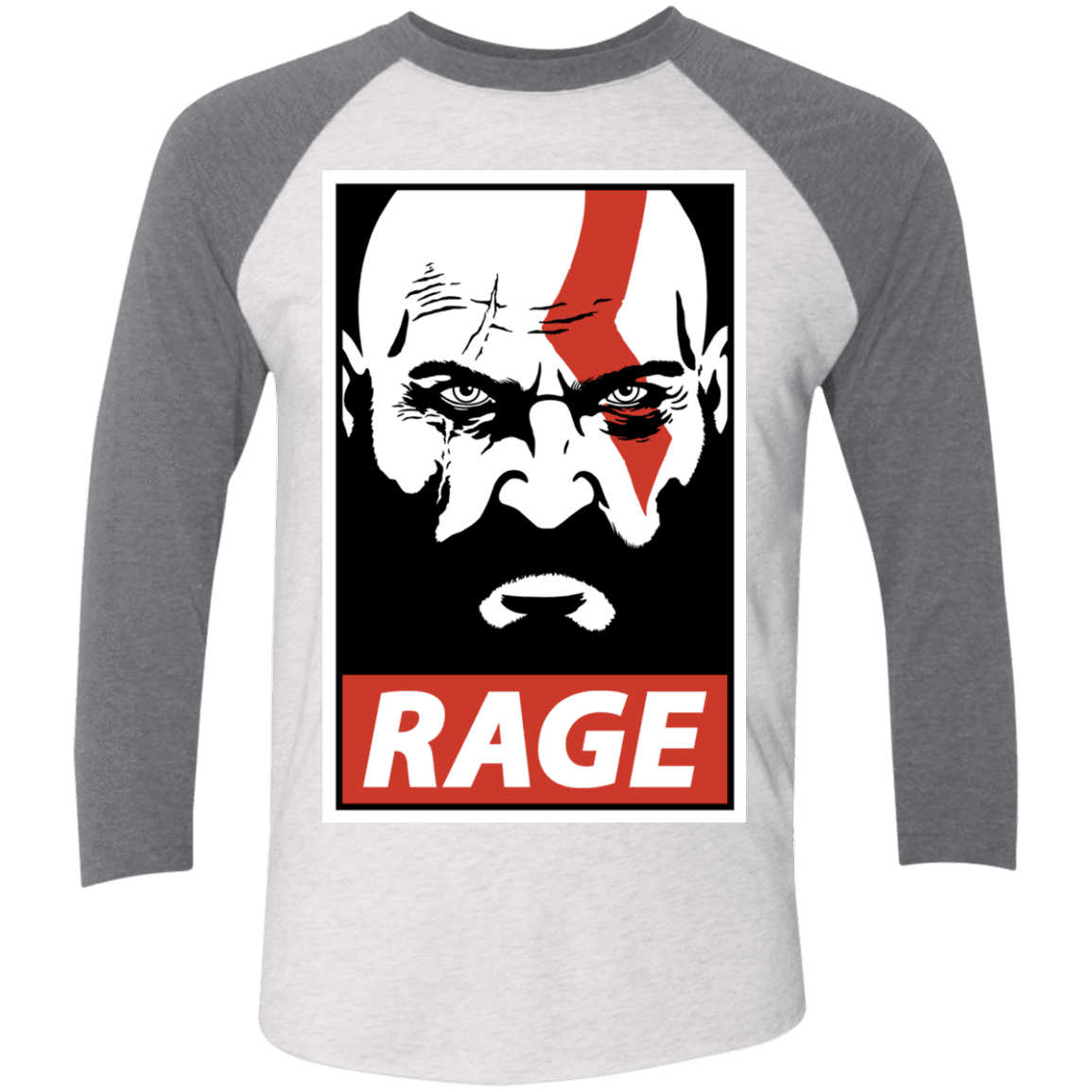 T-Shirts Heather White/Premium Heather / X-Small Spartan Rage Men's Triblend 3/4 Sleeve