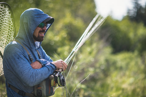 Steve Baird watches the hatch on the San Juan River in Pagosa Springs, Colorado.