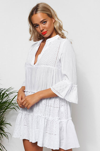 white broderie anglaise dress zara