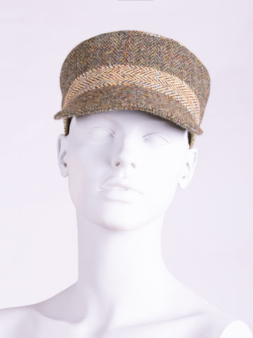 Tweed with a twist - heritage style moss green and beige cap