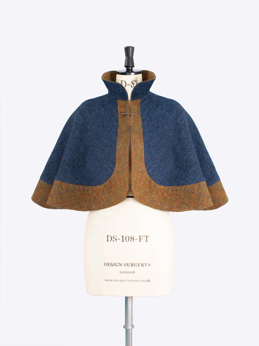 Navy wool cape - made in England - ladies tailoring