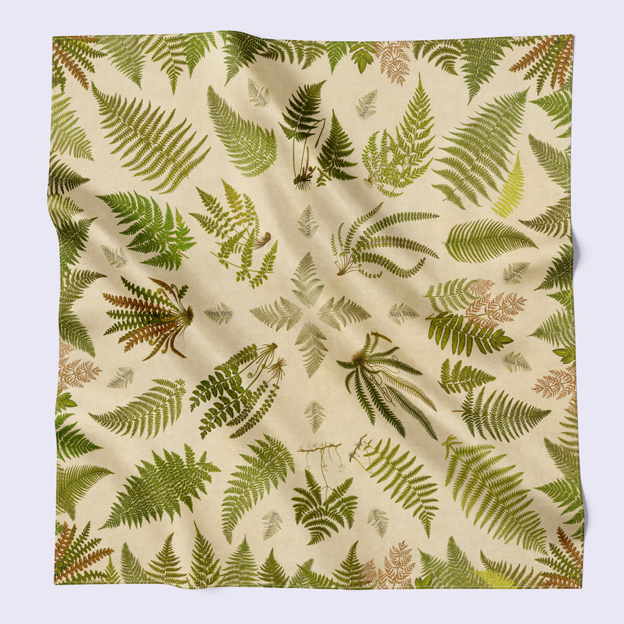 small silk scarf - fern print - printed scarf - British scarf - luxury accessory