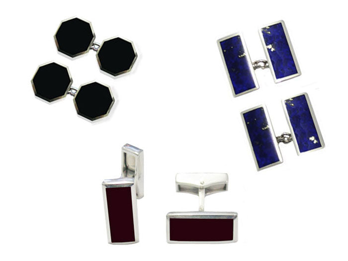 New Silver Cufflinks with Semi-Precious Stones