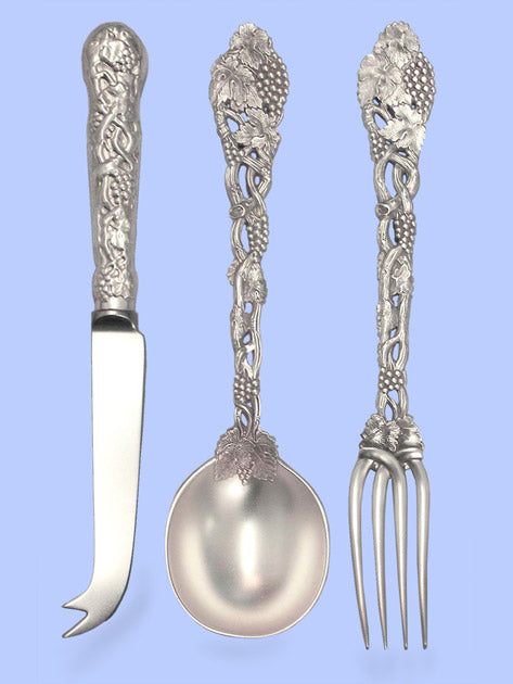 New Hand-Forged Silver Flatware - Chased and Pierced Vine Pattern