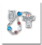 Red and White Opal Swarovski Crystal Bead Military Rosary