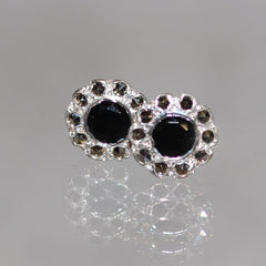 Onyx and marcasite vintage inspired halo stud earrings