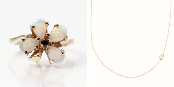 heirloom vintage opal cocktail ring, redesigned into delicate opal necklace