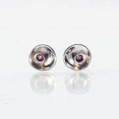 garnet earrings, 14k white gold, january birthstone jewelry