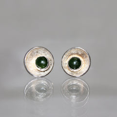 Satellite Studs with Jade in Sterling Silver